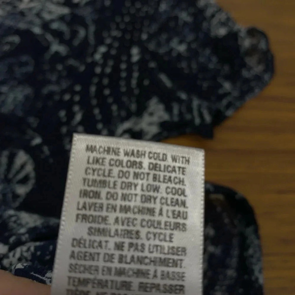 Lucky Brand Woman Small Blue White Short Sleeve Cotton Gauzy Beachy Travel k4 - Picture 6 of 8